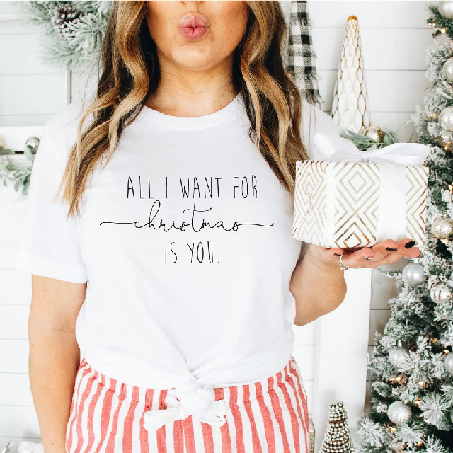 All I want for Christmas is you shirt- holiday t-shirt- merry and bright- Christmas shirt gift idea- Christmas PJ pajama shirt- family shirt