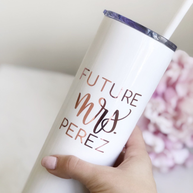 Personalized future mrs stainless steel tumbler- future mrs engagement gift- gift for bride to be- bride tumbler with straw- future mrs gift