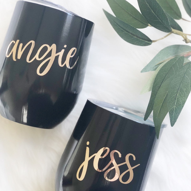 Personalized swig tumblers - bridesmaid tumbler- personalized bridesmaid gift- black stainless steel tumbler- rose gold tumblers- custom tum