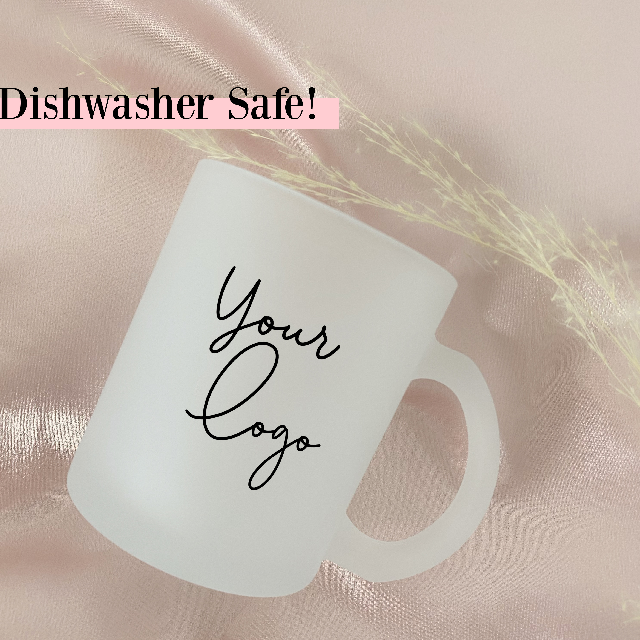 Custom company logo promotional mug- frosted glass clear mug with logo create your own mug- logo mugs- custom bridesmaid bridal party mug