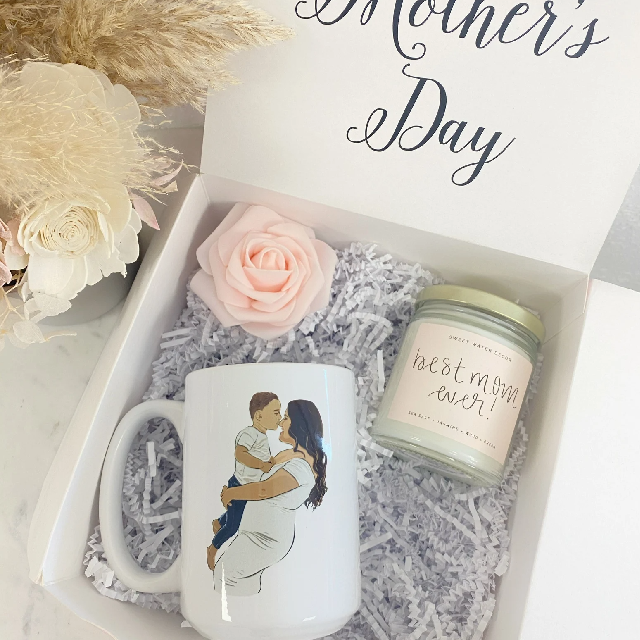 Mother’s Day box custom drawn family mug- family illustration drawing personalized mama mug unique gift for mom grandma mother in law idea