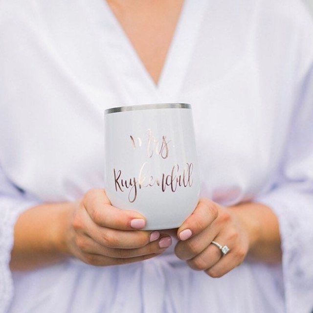 Blush pink Bridesmaid wine tumbler- bachelorette stainless steel tumbler- bridesmaid proposal gift box cup- personalized gift for bridesmaid