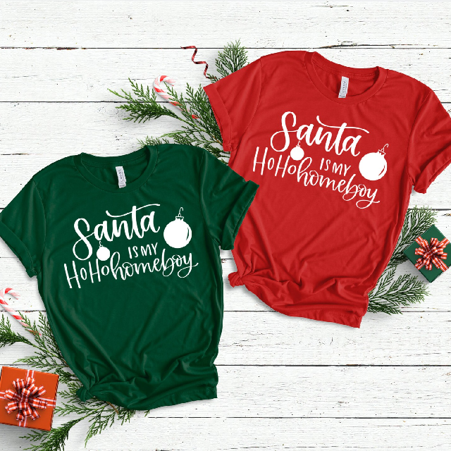 Santa is my ho ho homeboy shirt- christmas morning shirt- funny holiday shirt- family christmas shirts- vacation shirts- ugly sweater party