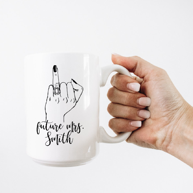 Future mrs mug- bride engagement gift mug- ring finger personalized mug- engaged af - gift for bride to be- wifey mr and mrs gift box idea