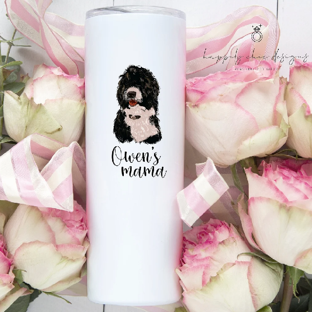 Dog mama mom gift idea- custom drawn pet gift- dog mom tumbler cat pet drawing your pet photo on - gift for dog cat mom - pet personalized