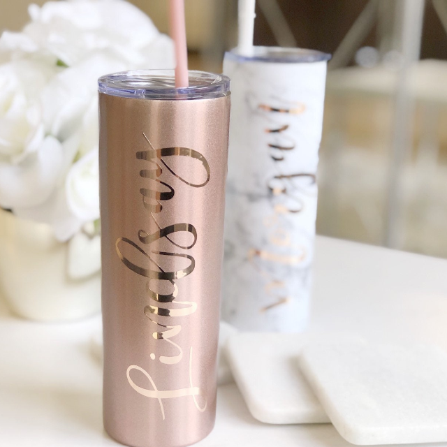 Marble stainless steel tumbler - bachelorette party tumblers - bridal party bridesmaid tumbler - personalized gifts for bridesmaids- skinny