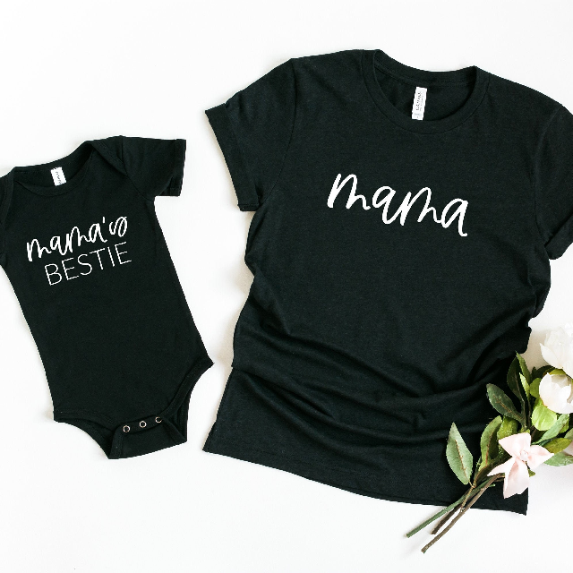 Mama mama's bestie shirt- mommy and me shirt for boy or girl- mothers day matching family shirts- baby body suit- gift for new mom first day