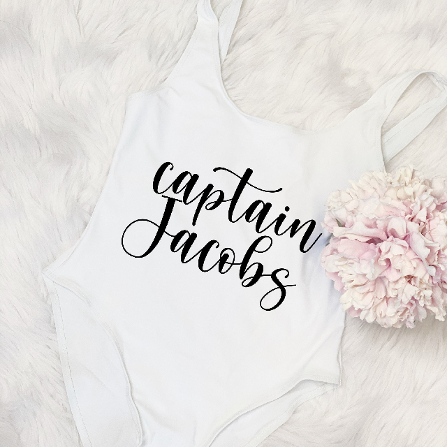 Personalized captain bathing suit- bride swimsuit- one piece custom swimsuit for bachelorette party swims- beach bridal- honeymoon swim wear