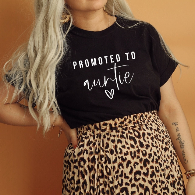 Promoted to auntie shirt- Baby announcement idea- grandma nana grandpa gift idea- shirts for gender reveal baby shower- best sisters get