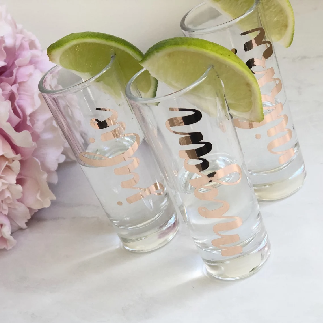 Personalized shot glasses- bridesmaid shot glass- bachelorette party shot glass gifts- bachelorette survival gifts - tequila shot glass