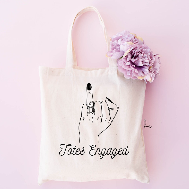 Wedding ring finger totes engaged tote bag- bride bag gift for bride to be- future mrs engagement gift idea- bachelorette party bride gift