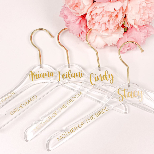 Bridesmaid clear hangers - personalized bride hanger- custom hanger gift for bridal party- bridesmaid gift ideas- hangers with names