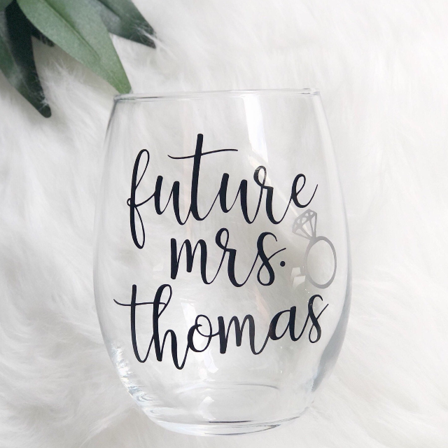 Future mrs wine glass- personalized future mrs wine tumbler glass- bride wine glass- engagement gift idea- future mrs gifts- bridal wine