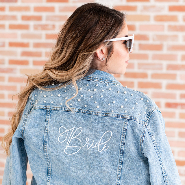 Bride jean jacket - personalized custom denim jacket - pearl jean jacket future mrs gift- engagement gift- mrs bridal shower bachelorette