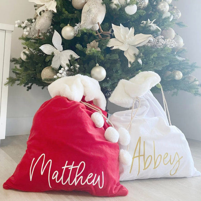 Santa sack - personalized luxury velvet christmas gift bag- large jumbo Santa bag present bag for children North Pole special delivery bag Price: