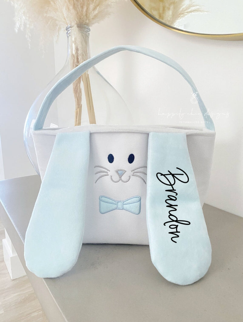 Custom name easter basket - egg hunt bunny face basket with kids names- easter bucket idea- personalized easter basket- children bunny bag