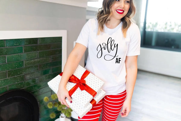 Jolly af Christmas shirt- funny christmas shirts- holiday shirt- ugly sweater party shirt- merry and bright- holiday party shirts