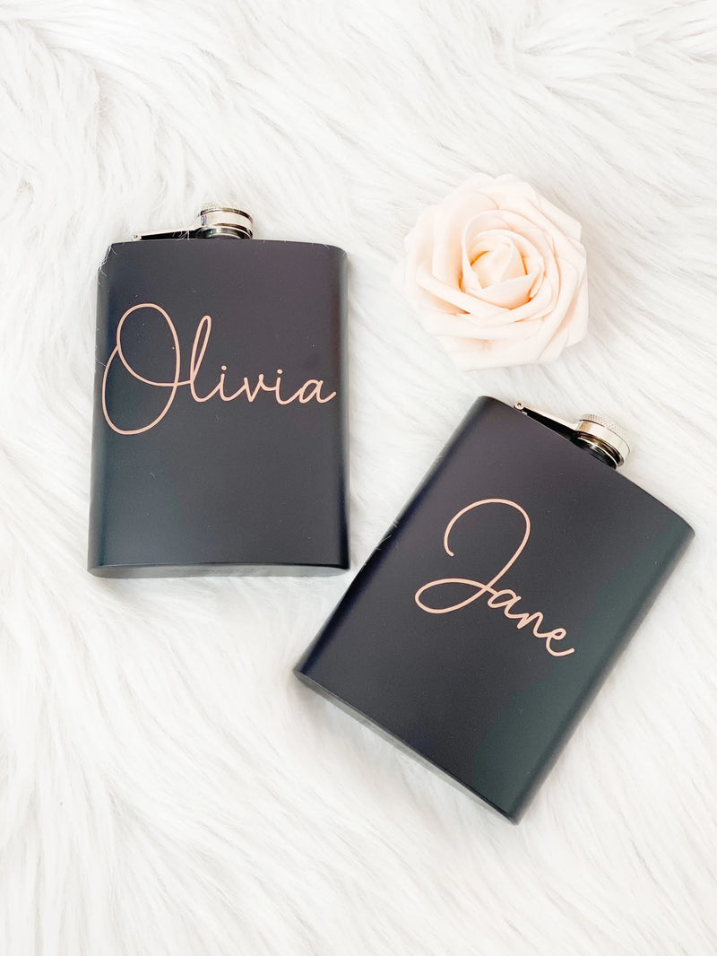 Bridesmaid flasks- personalized flask- bachelorette party gift ideas- bridesmaid proposal idea - custom flask- personalized bridesmaid gifts