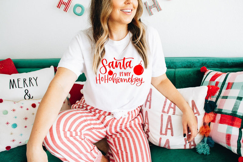 Santa is my ho ho homeboy shirt- christmas morning shirt- funny holiday shirt- family christmas shirts- vacation shirts- ugly sweater party