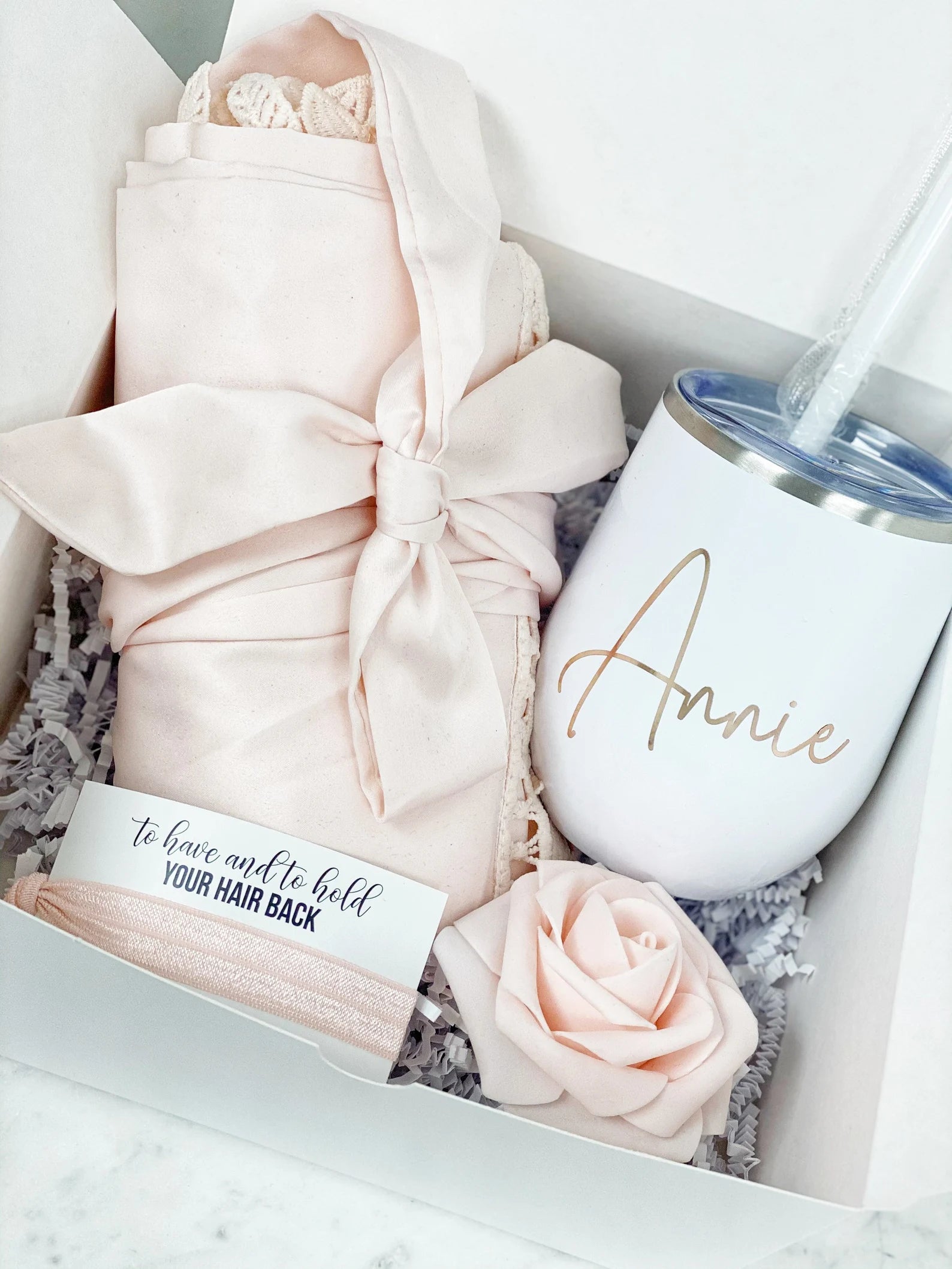 Bridesmaid proposal gift box- personalized bridesmaid wine tumbler- bridesmaid satin lace robe - bridal party robes