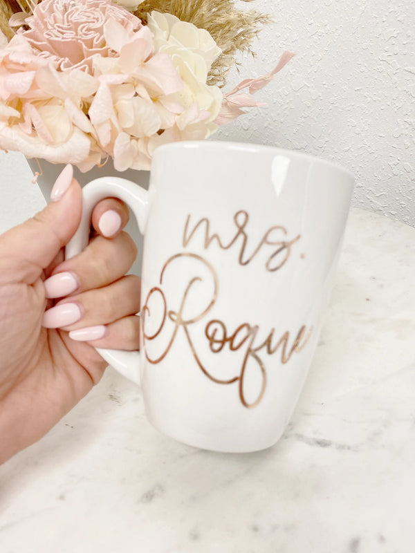 Personalized bride mrs mug- rose gold bride mug- future mrs mug- bridal shower mug- engagement gift mug idea - mrs mug- wifey mug- mrs gifts