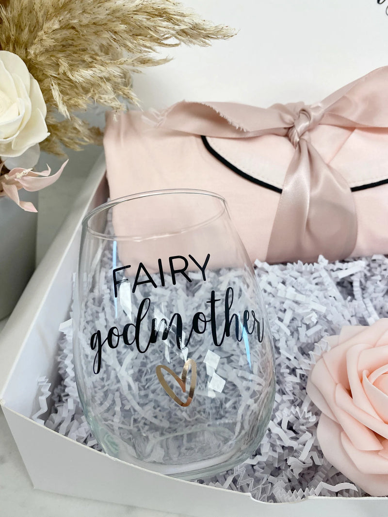 Fairy Godmother proposal box idea- godmother wine glass- will you be my godparents box- personalized godmother gift- fairy godmother box