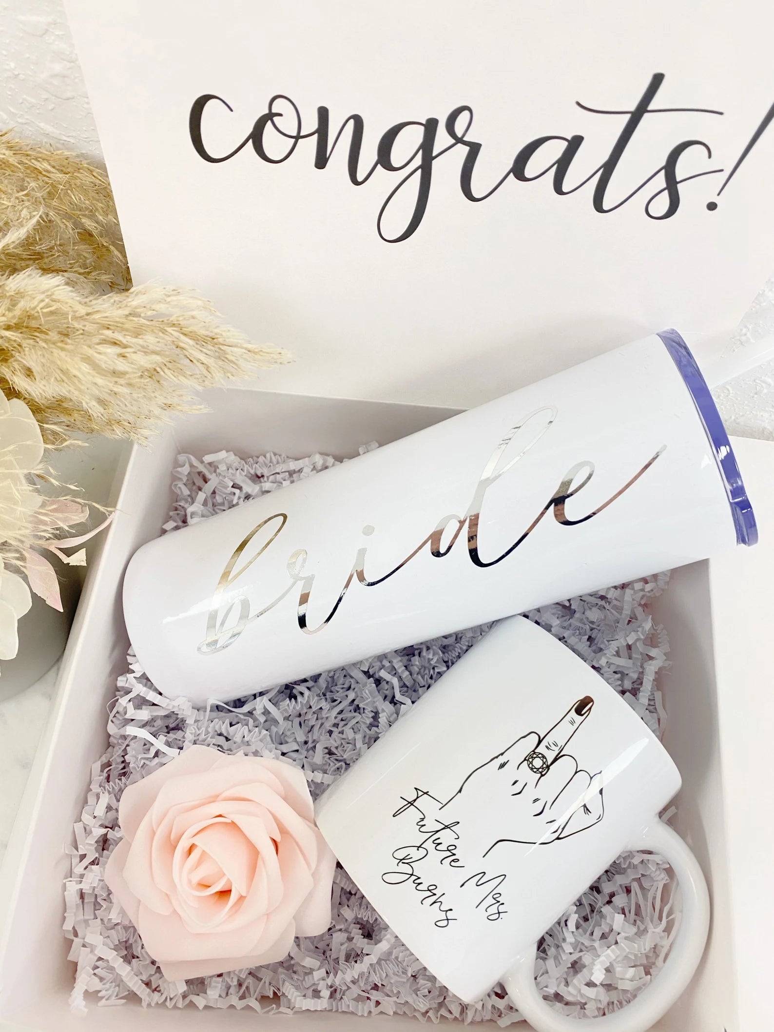 Future mrs mug- personalized bride gift box set - bride engagement gift box- bride to be tumbler future mrs wifey engaged idea personalized