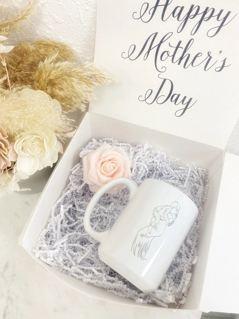 Mother’s Day box custom drawn family mug- family illustration drawing personalized mama mug unique gift for mom grandma mother in law idea