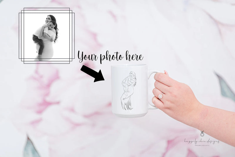 Mother’s Day box custom drawn family mug- family illustration drawing personalized mama mug unique gift for mom grandma mother in law idea