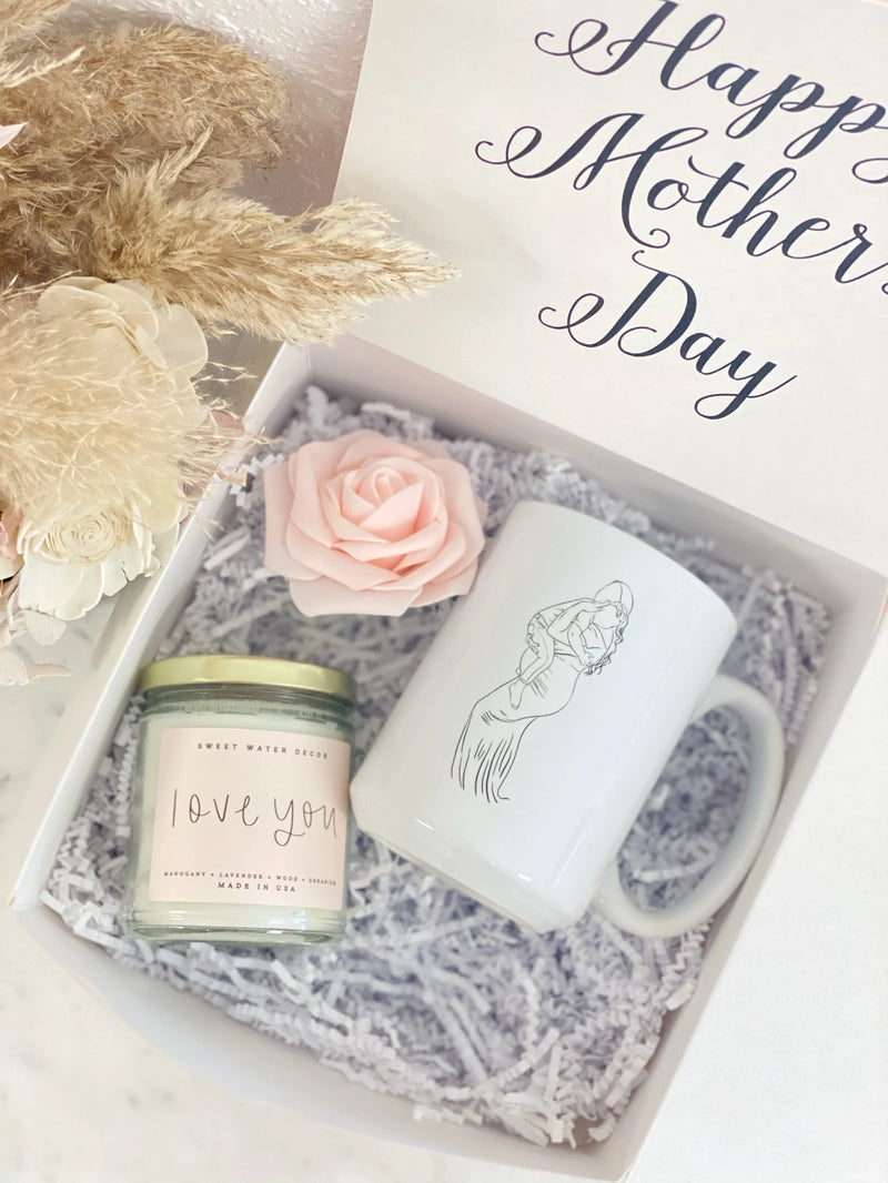 Mother’s Day box custom drawn family mug- family illustration drawing personalized mama mug unique gift for mom grandma mother in law idea