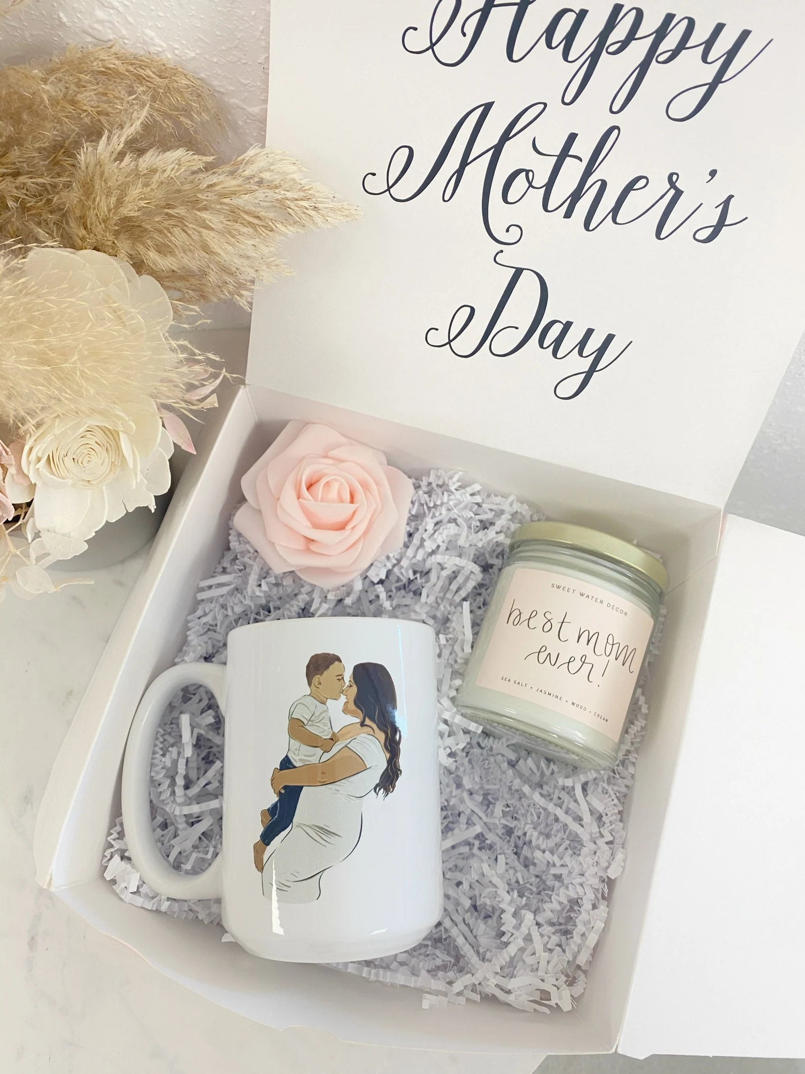 Mother’s Day box custom drawn family mug- family illustration drawing personalized mama mug unique gift for mom grandma mother in law idea