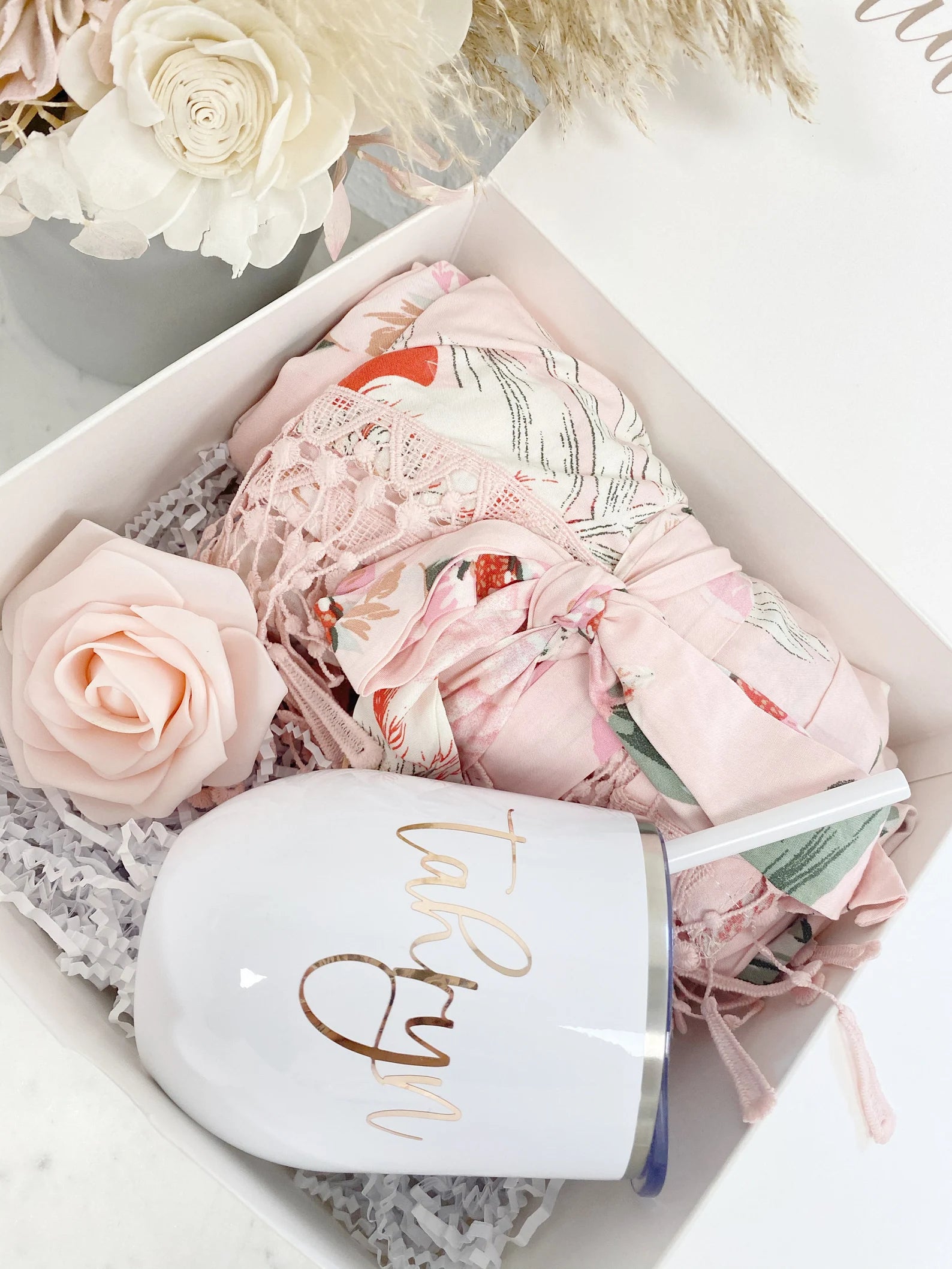 Bridesmaid proposal gift box- personalized bridesmaid wine tumbler- bridesmaid floral robe - bridal party robes - will you be my maid of honor