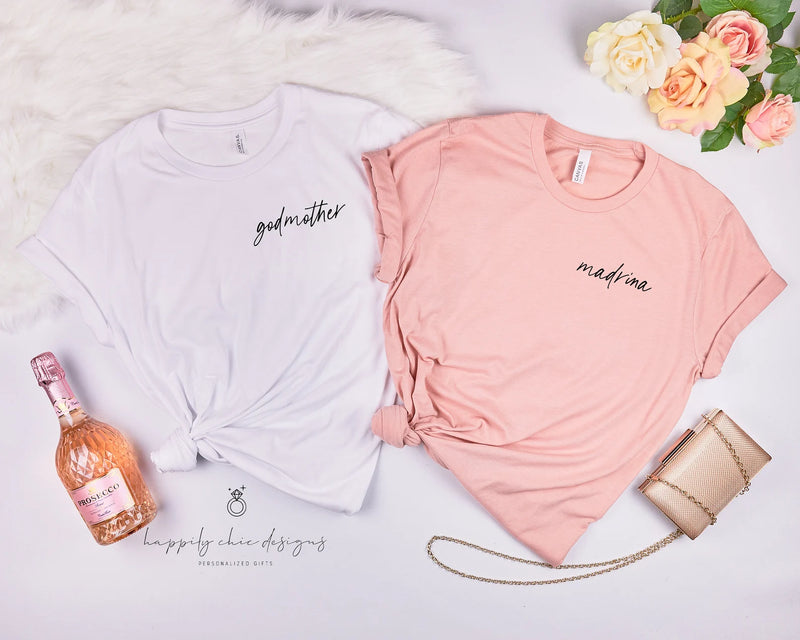 Godmother established shirt- fairy godmother- godfather shirt- godparents gift idea- godmother proposal- madrina padrino baptism shirts