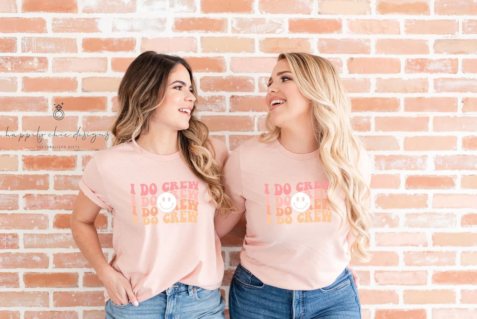 Retro i do crew happy face bridesmaid shirts- bachelorette party shirts- lets go bride tribe squad- bridal party shirt idea custom smile face