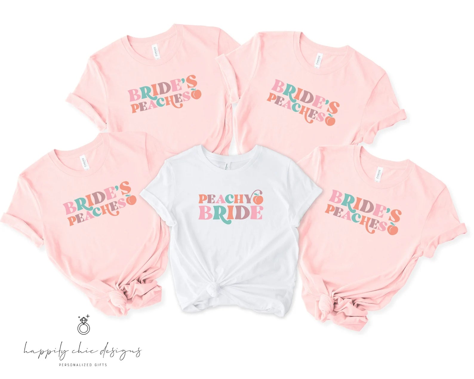 Peachy bride brides peaches bachelorette party t-shirt idea- bridal party shirts- Georgia bach babe girls weekend bridesmaid shirts just