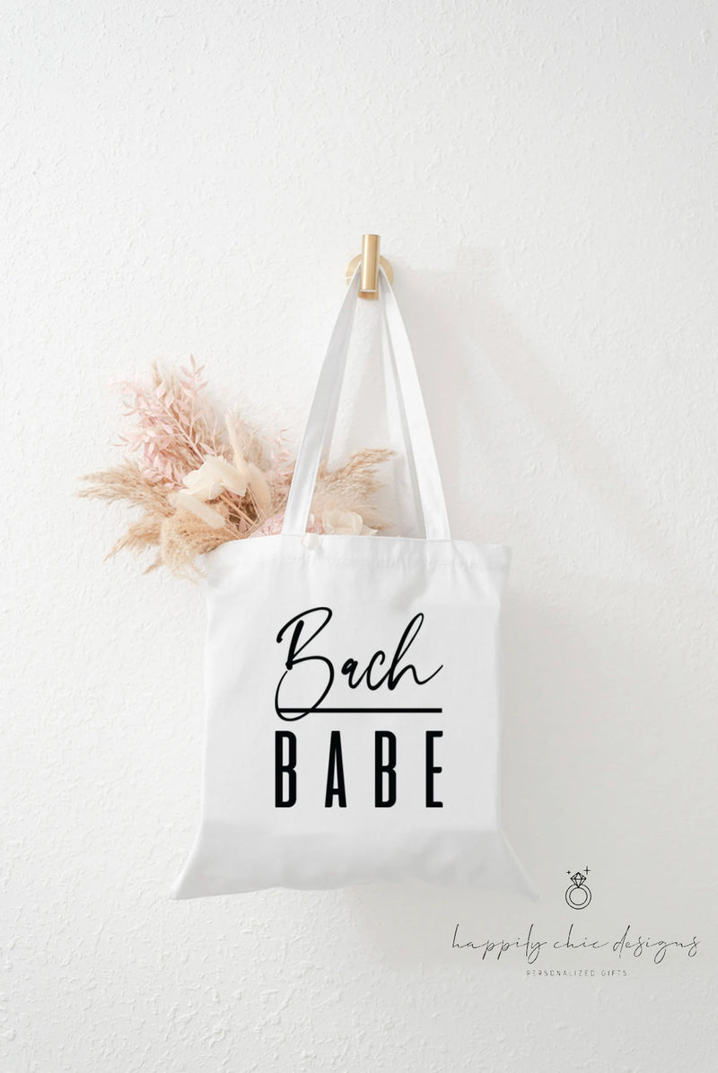 Bridesmaid tote bags- personalized tote bags- bachelorette party gifts for bridemaids- maid of honor tote bag- bridal party Bach babe beach