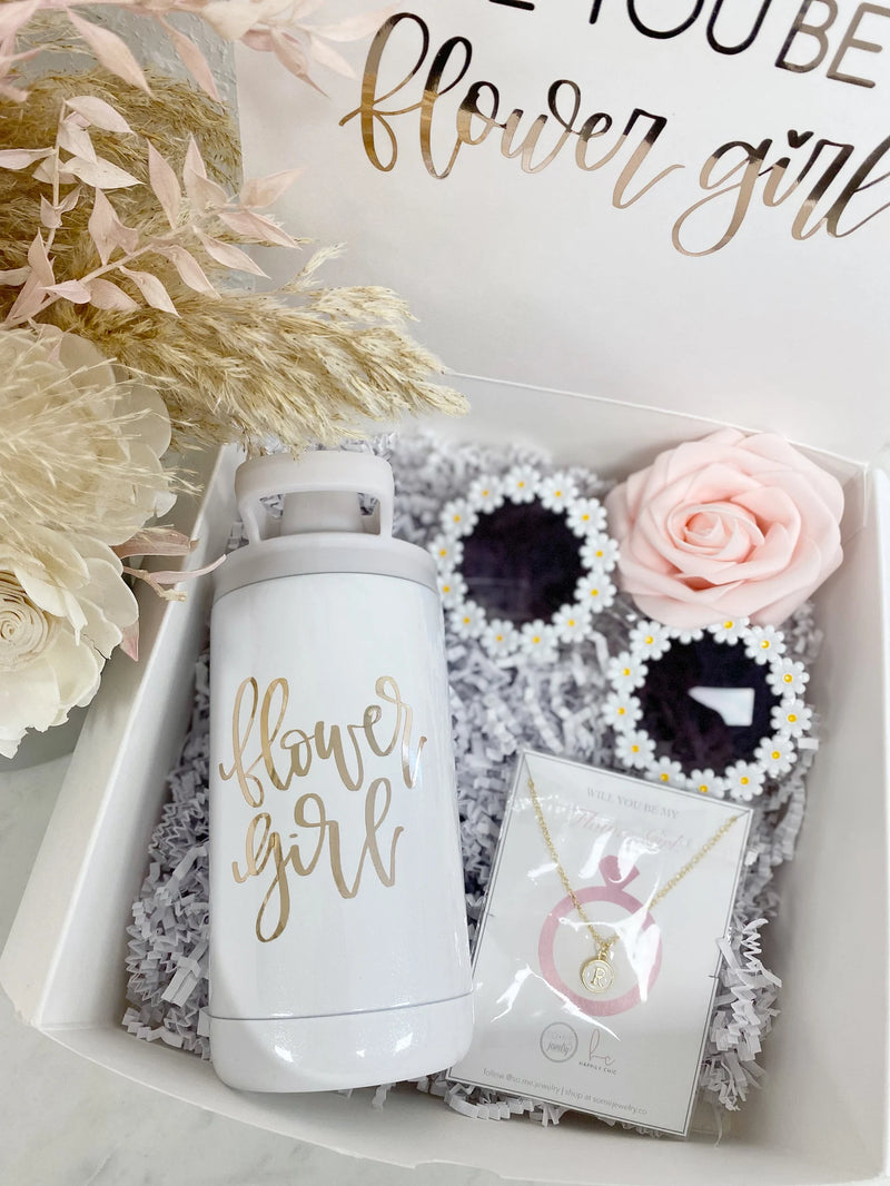 Flower girl proposal gift box- will you be my flower girl- petal patrol- gift for flower girl sippy cup water bottle- flower girl tumblers