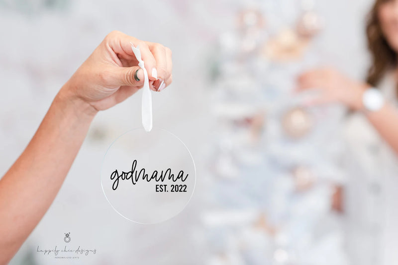 Godmother godfather ornament- godmother proposal idea - promoted to fairy godmother acrylic ornaments - christmas gift idea for godparents