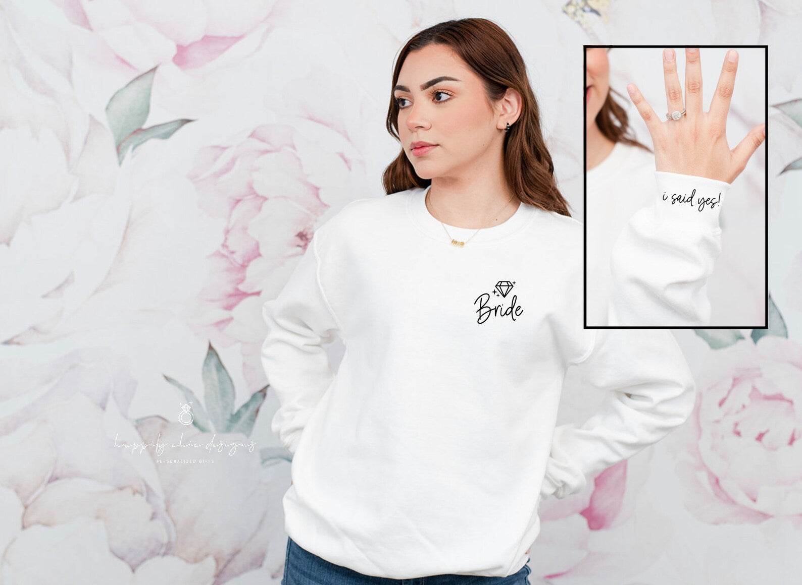 Fiancee wifey sweater- i said yes bride sweaters- personalized future mrs pull over engagement gift for bride to be engaged af gildan