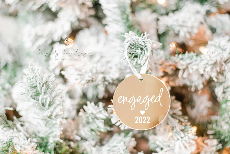 Our first Christmas engaged 2022 ornaments- engagement gift idea- christmas gift idea for bride to be- future Mrs acrylic ornaments- holiday