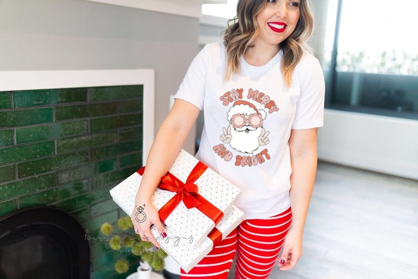 STAY merry and bright santa Retro Christmas it’s the season shirt- matching family Christmas Xmas tees- ho ho hovintage christmas crew