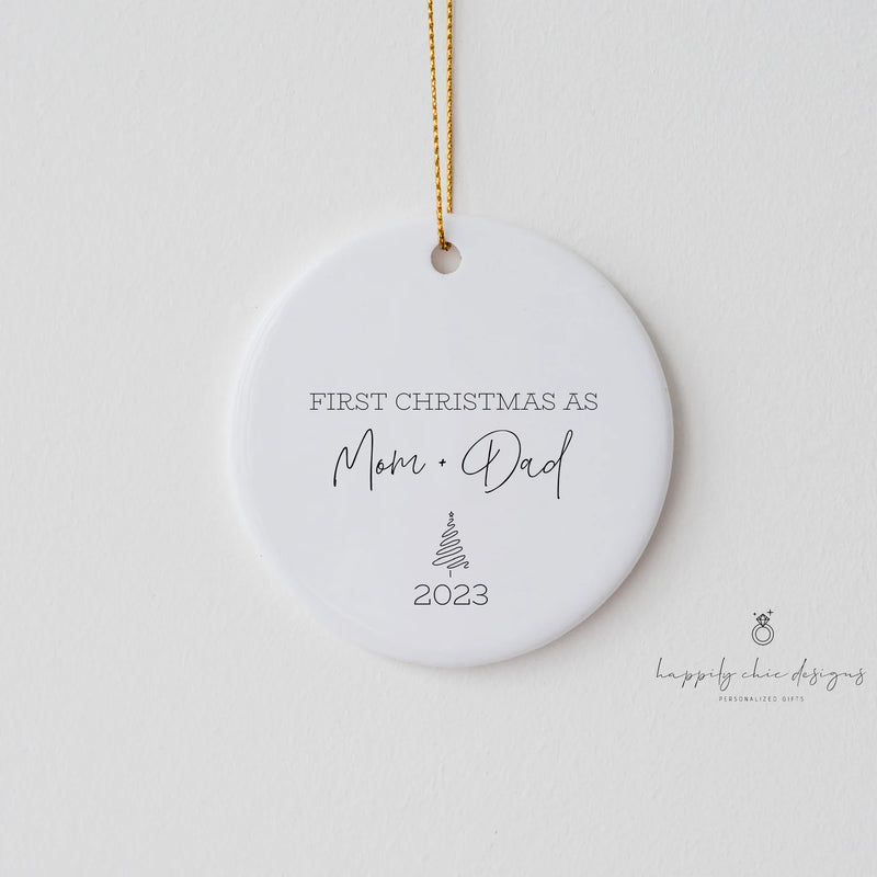 First christmas as mom and dad ornament - new parents gift- baby’s first christmas ornament 1st christmas as mama daddy baby shower idea