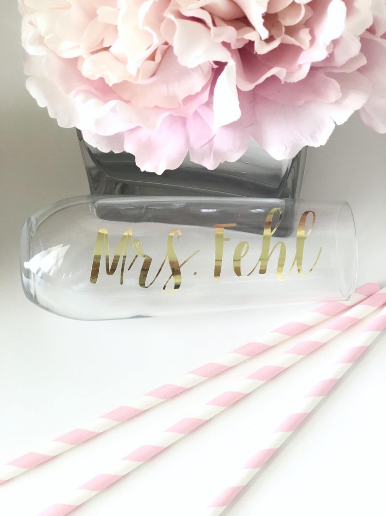 Bride champagne flute- personalized champagne flutes- rose gold champagne bride flute- bridesmaid proposal gift idea stemless champagne glass