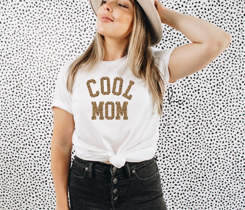 cool mom leopard print T-shirt - Mother’s Day shirt- gift for new mom- cheetah cute mom tees- mom shirts- personalized mom gift - expecting