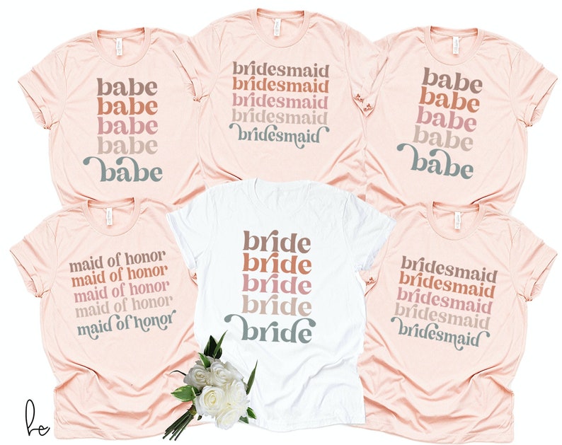 Bachelorette tees- boho babe retro bridesmaid shirts- bachelorette party- brides babes bride tribe squad- bridal tee gifts maid of honor