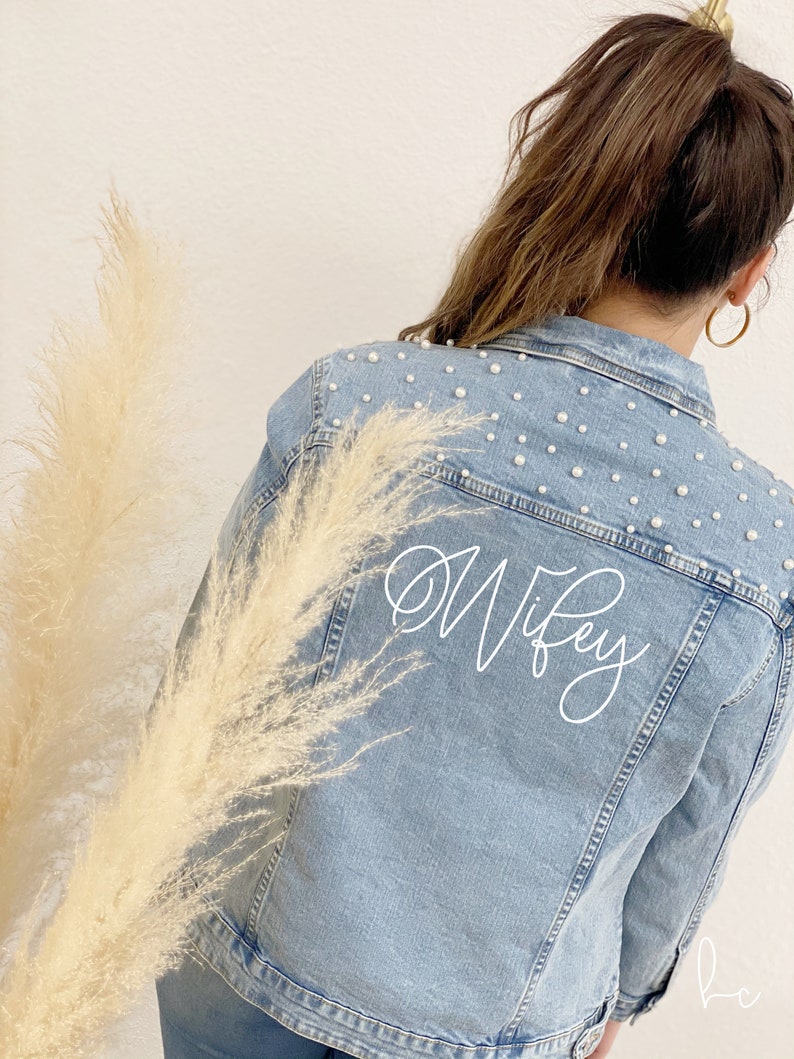 Bride jean jacket - personalized custom denim jacket - pearl jean jacket future mrs gift- engagement gift- mrs bridal shower bachelorette