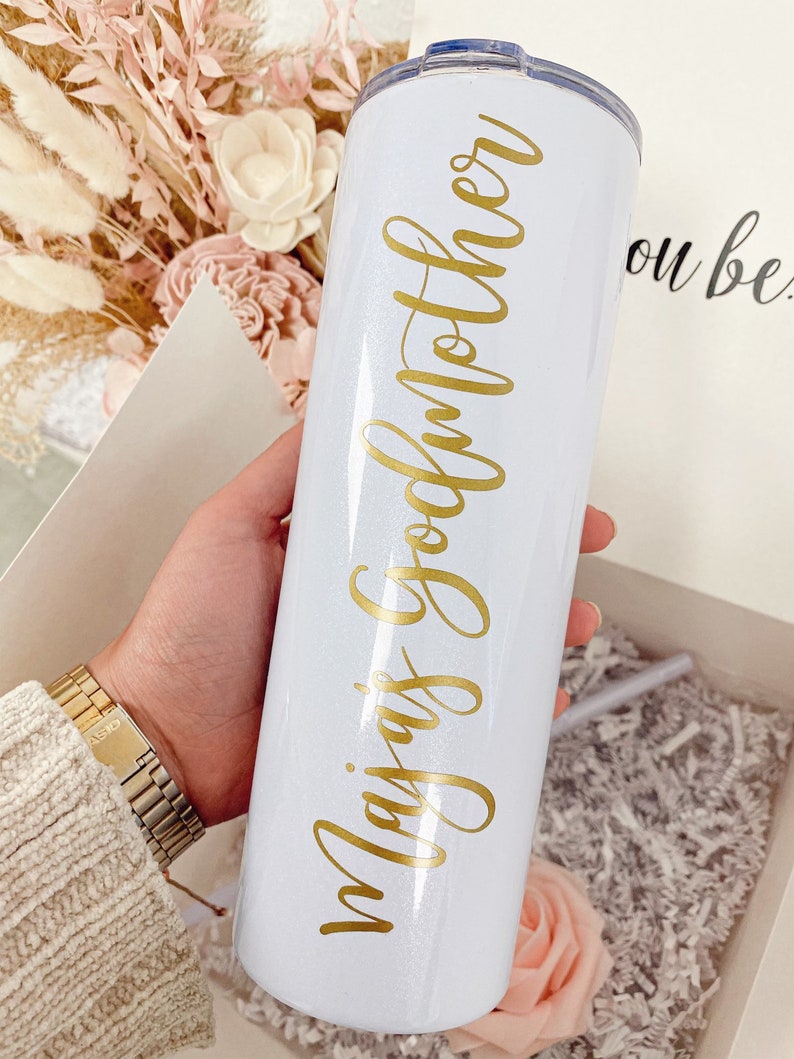 Will you be my godmother gift- godparents proposal gift baby announcement idea- fairy godmother tumbler- aunt gift- godfather proposal box