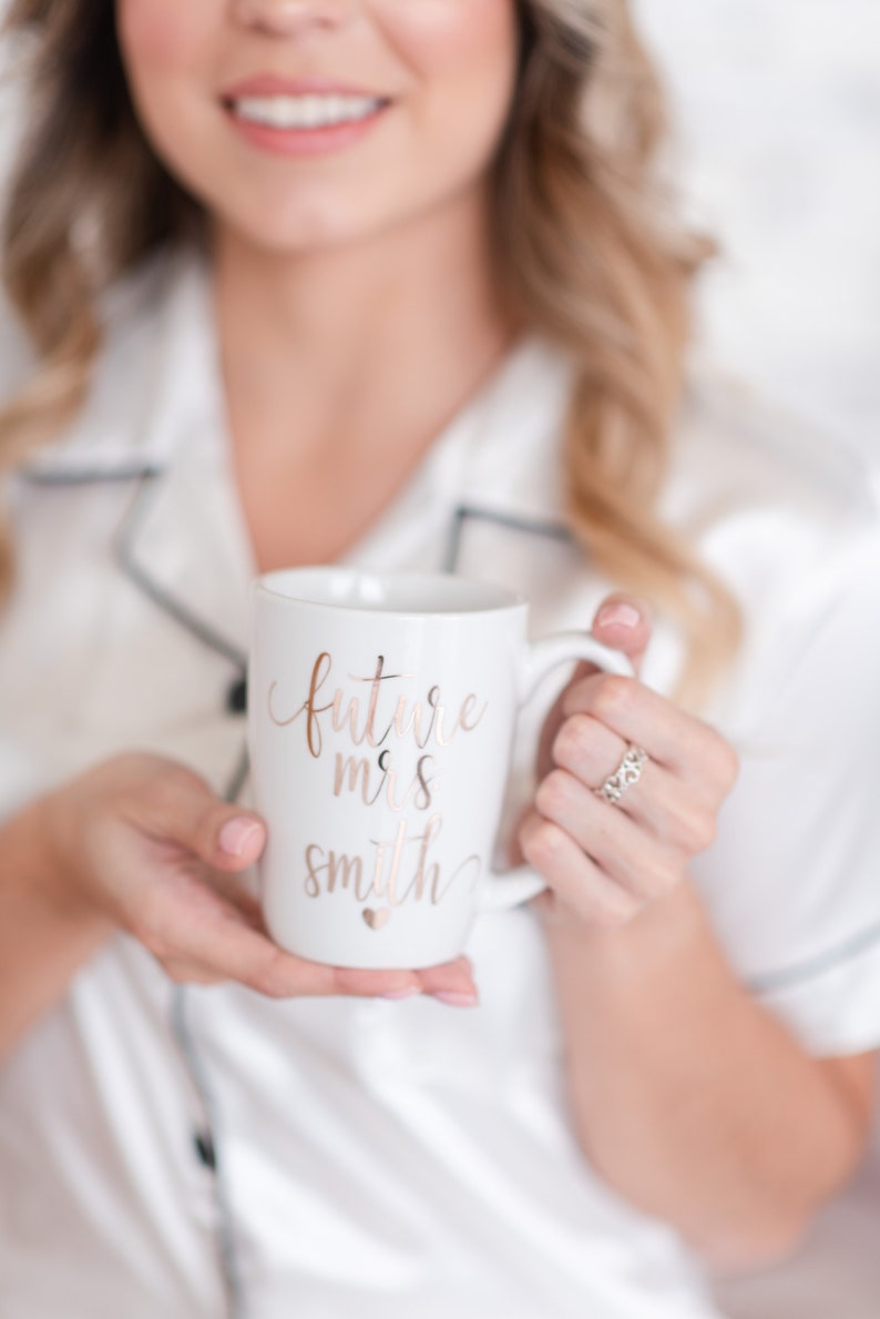 Gift for bride- bride to be mug- engagement gift set- engaged gift- future mrs personalized mug - rose gold bride mugs - bridal shower gift