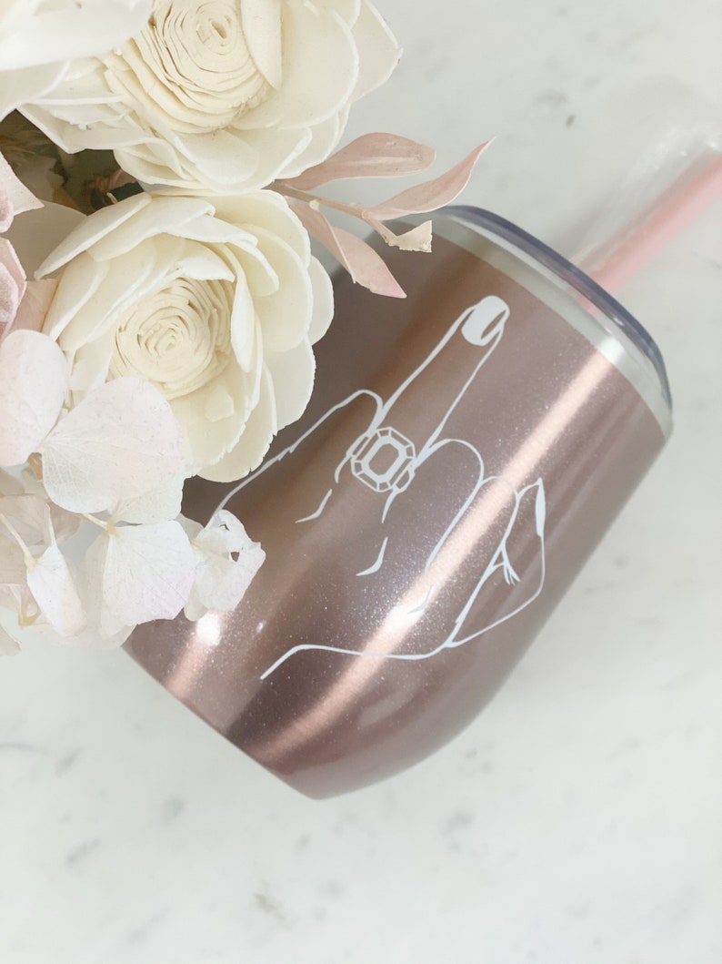 Bride stainless steel tumbler- wedding ring finger wine tumbler- future mrs bachelorette weekend wine tumbler - engagement gift for bride -