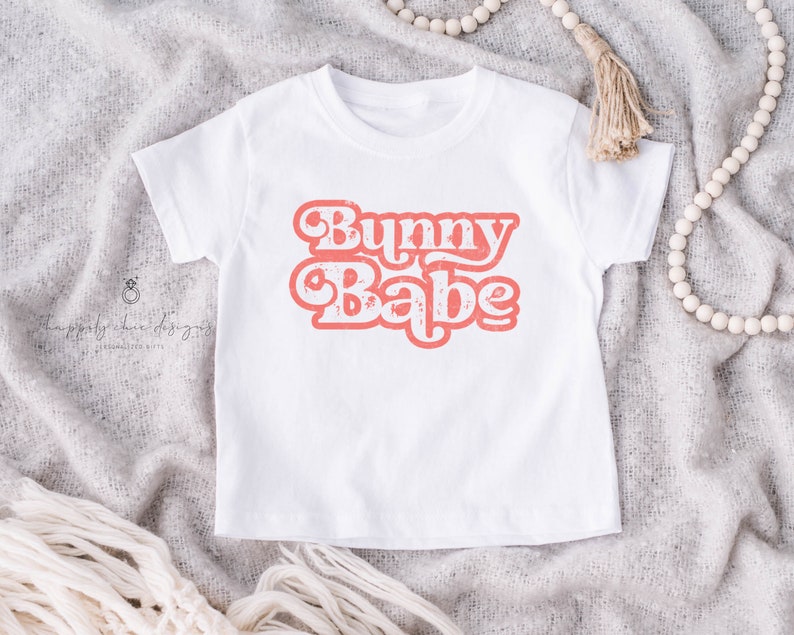 Bunny babe retro kid Easter T-shirt- hoppy first Easter bunny shirt- children easter shirt- matching family easter shirts for child bunny